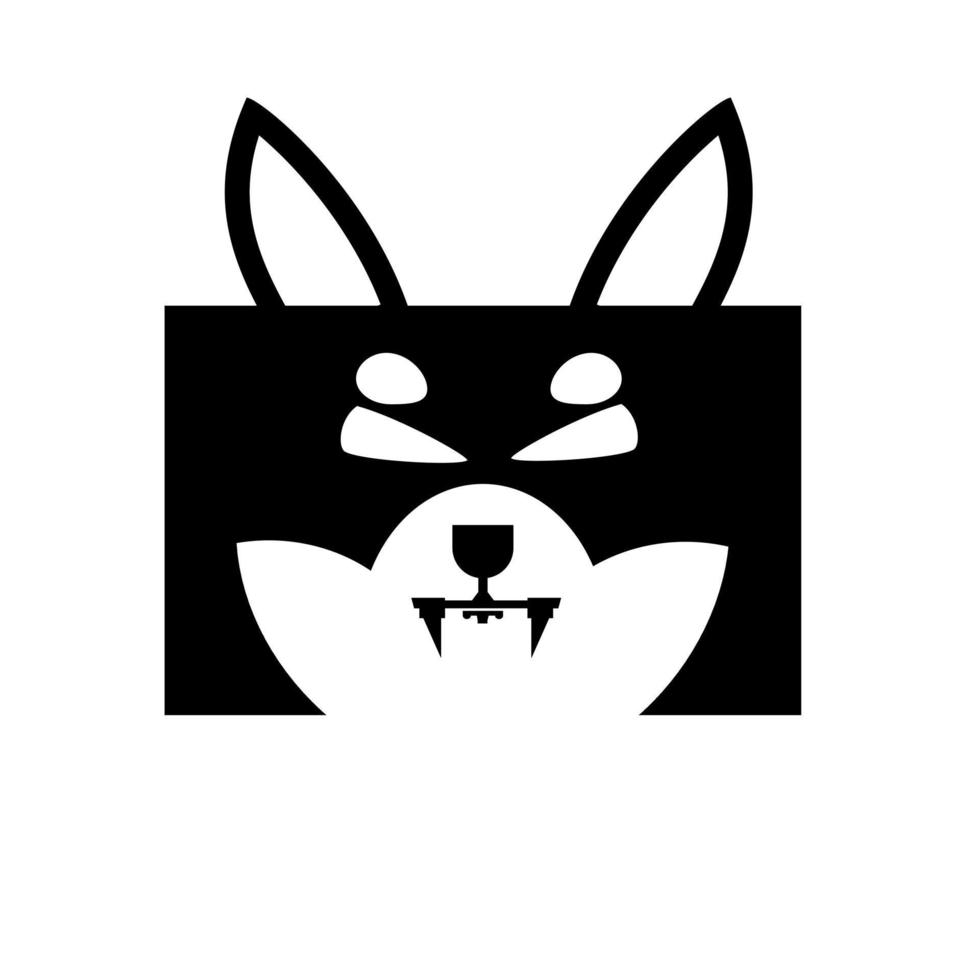 Shiba inu cryptocurrency vector. Shiba inu symbol black and white vector