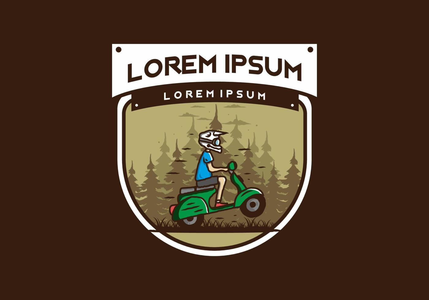 Standing scooter in the forest illustration vector