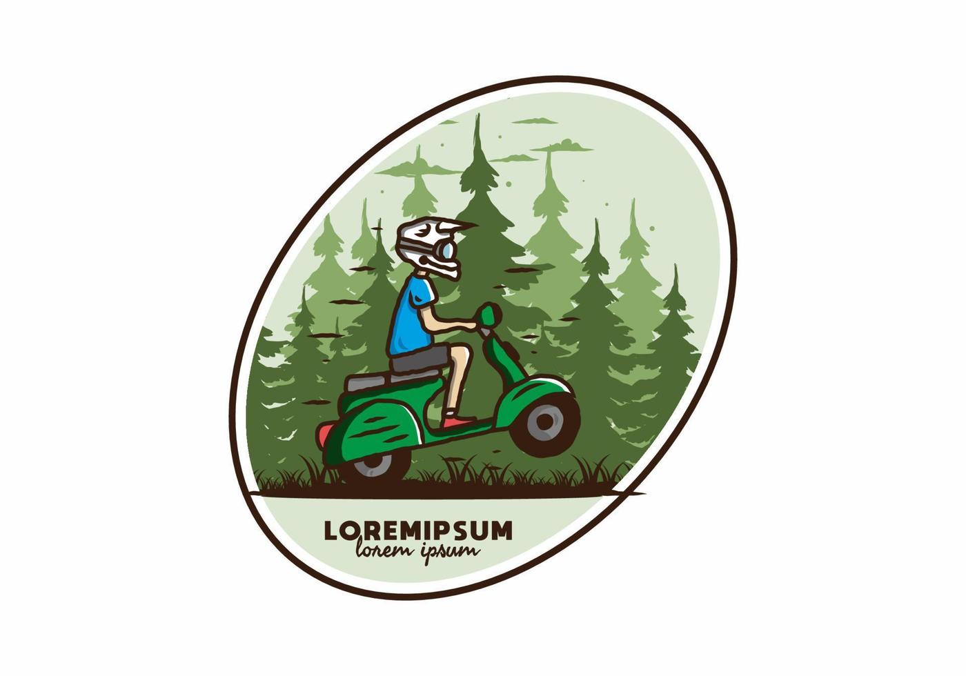 Standing scooter in the forest illustration vector