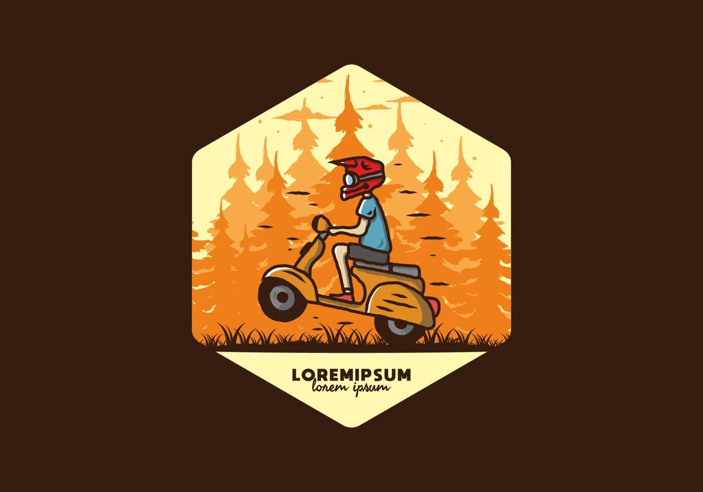 Standing scooter in the forest illustration vector