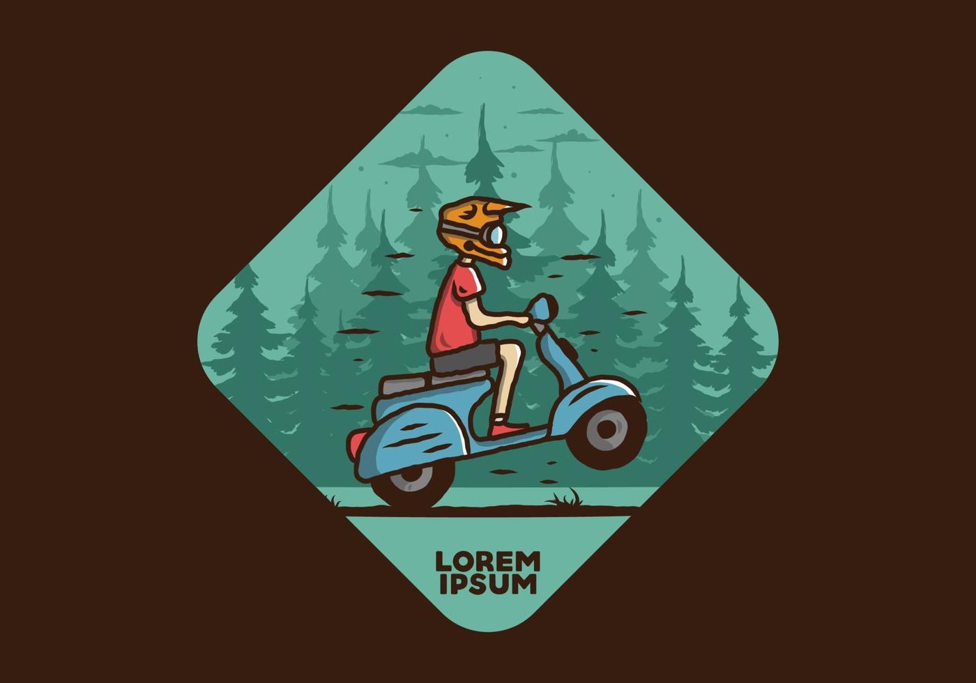 scooter de pie en la ilustración del bosque vector