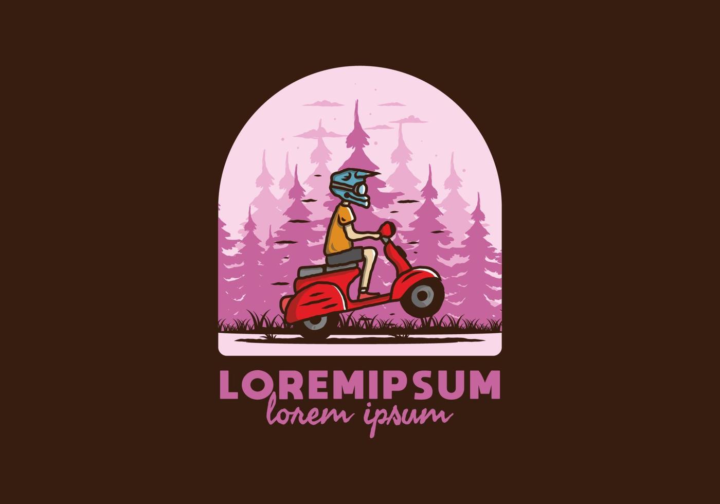 Standing scooter in the forest illustration vector