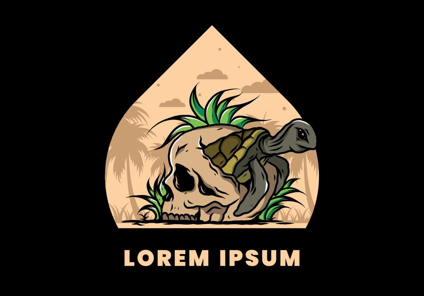 Sea turtle in the skull illustration vector