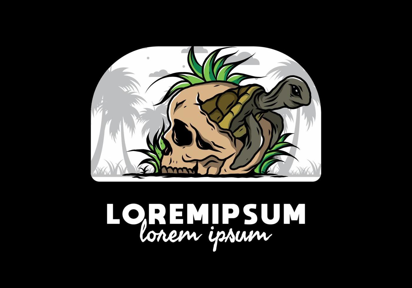 Sea turtle in the skull illustration vector