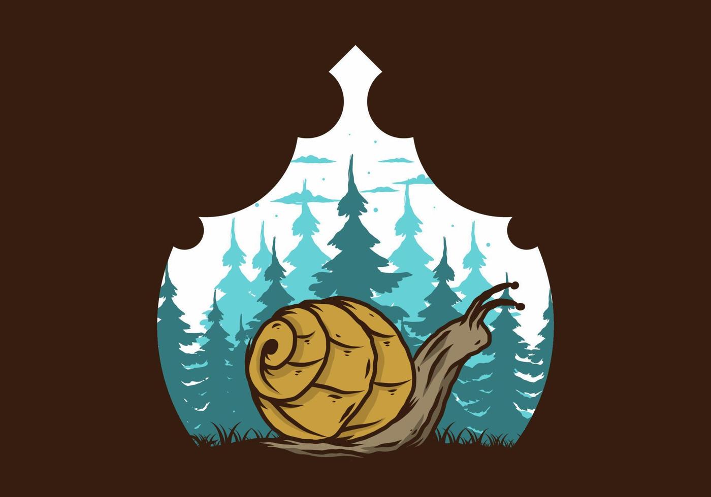 Snail creeping in the forest illustration vector