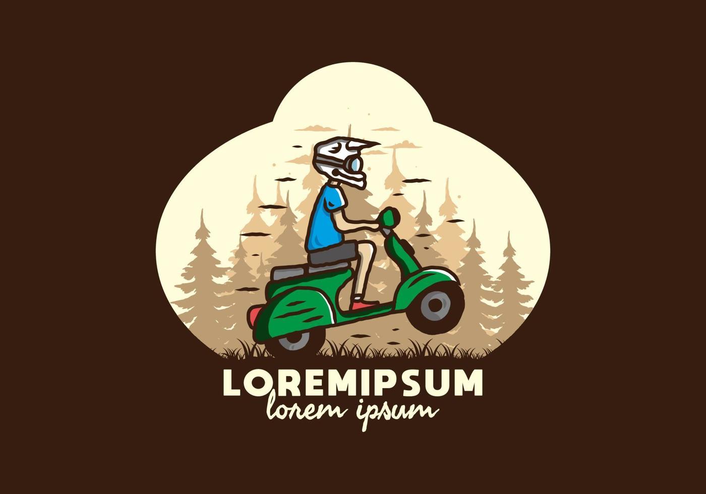 Standing scooter in the forest illustration vector