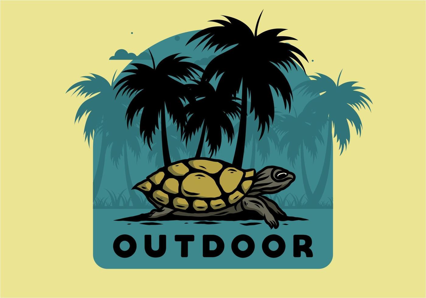 Sea turtle under the coconut tree illustration 8181352 Vector Art at ...