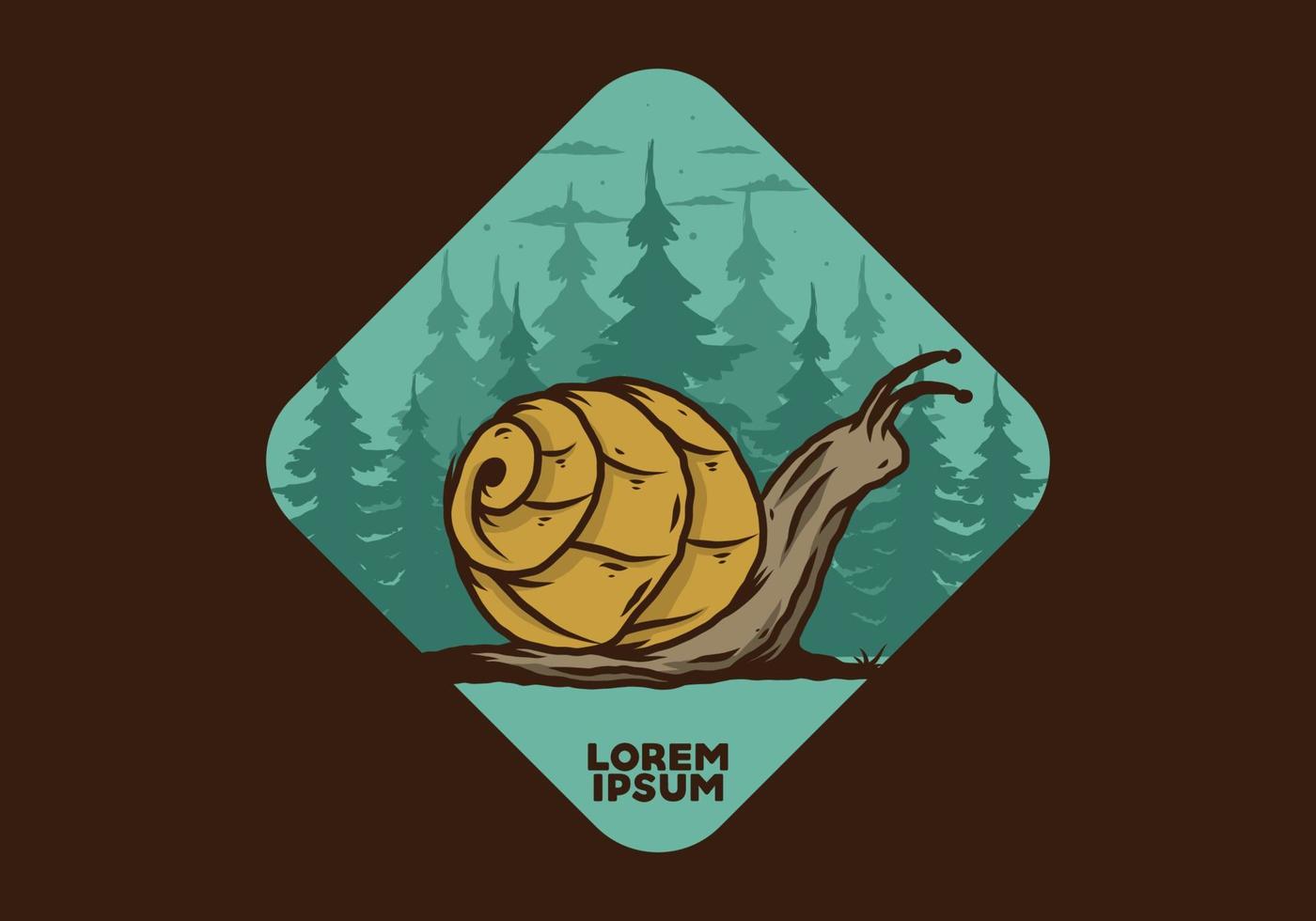 Snail creeping in the forest illustration vector