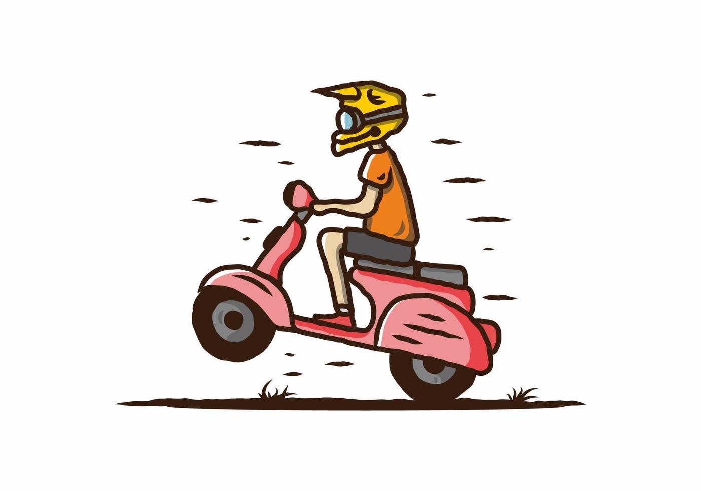 scooter de pie en la ilustración del bosque vector