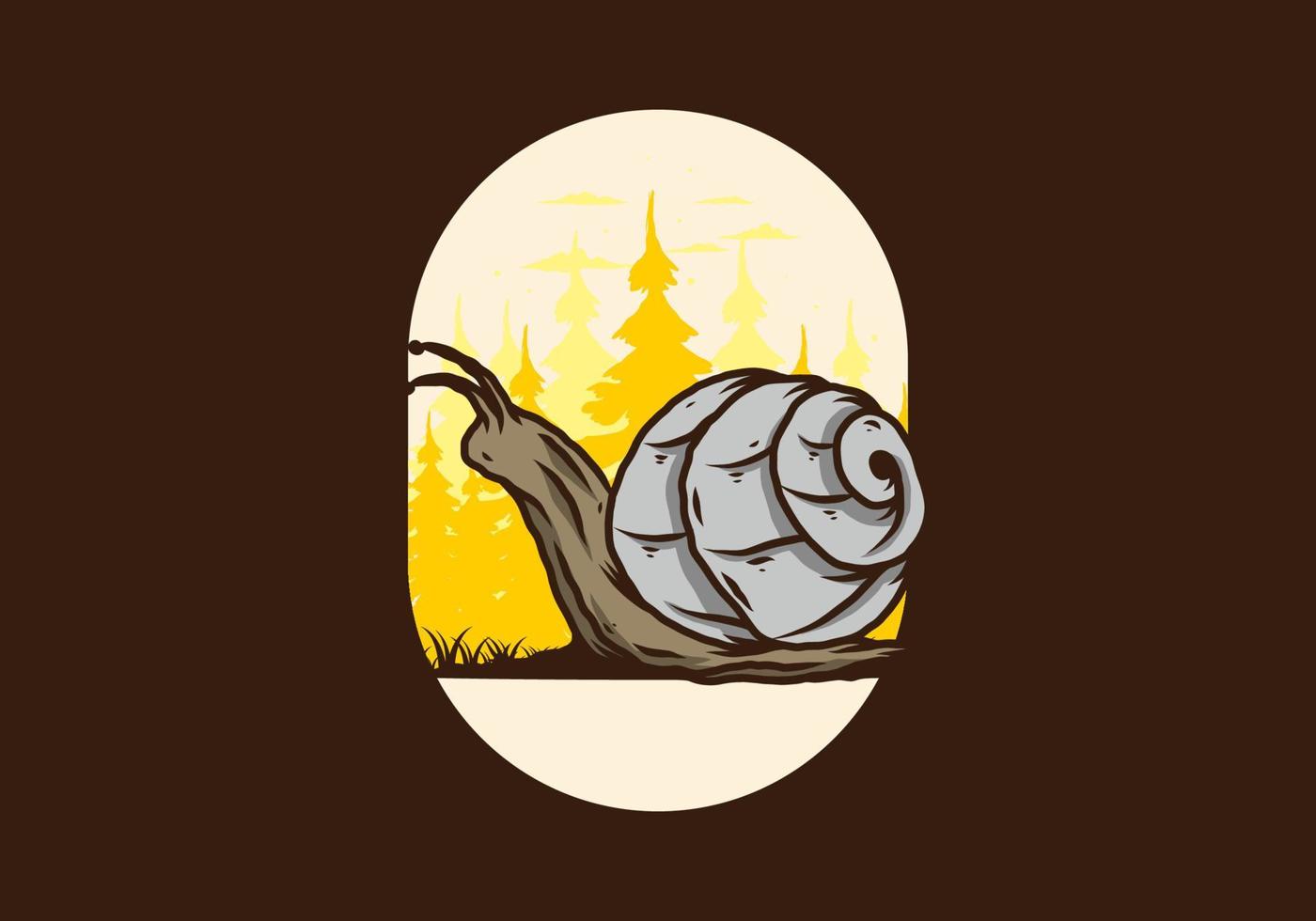 Snail creeping in the forest illustration vector