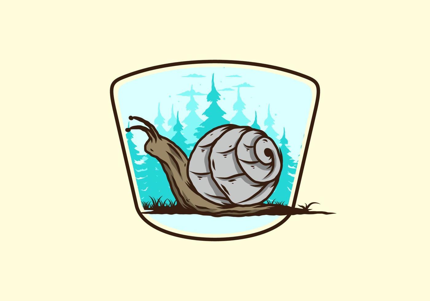Snail creeping in the forest illustration vector