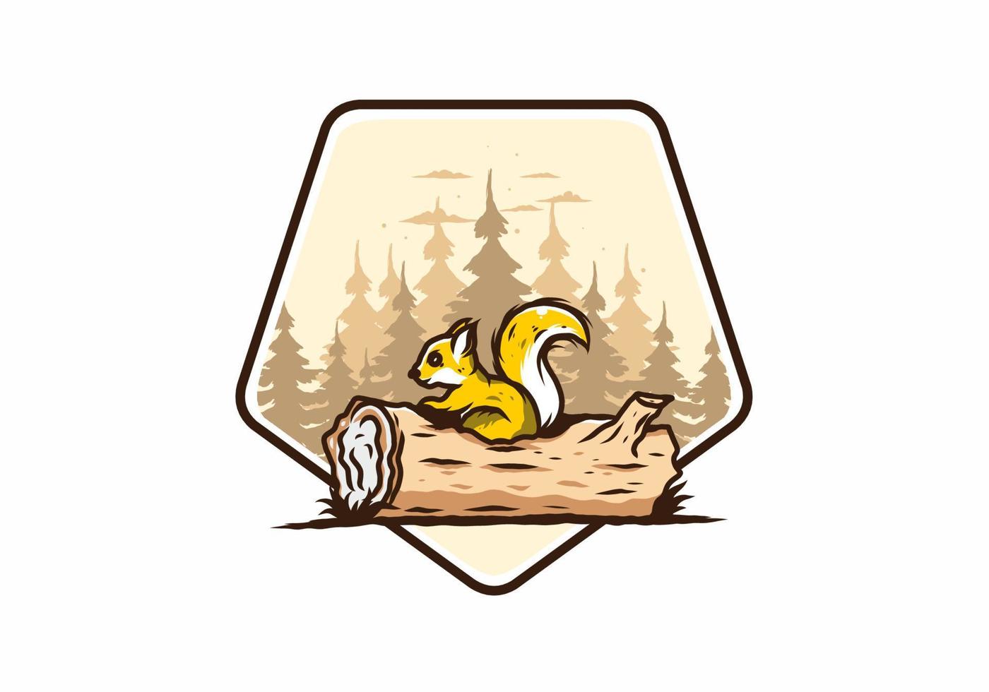 Lonely squirrel hiding in a dead tree trunk illustration vector