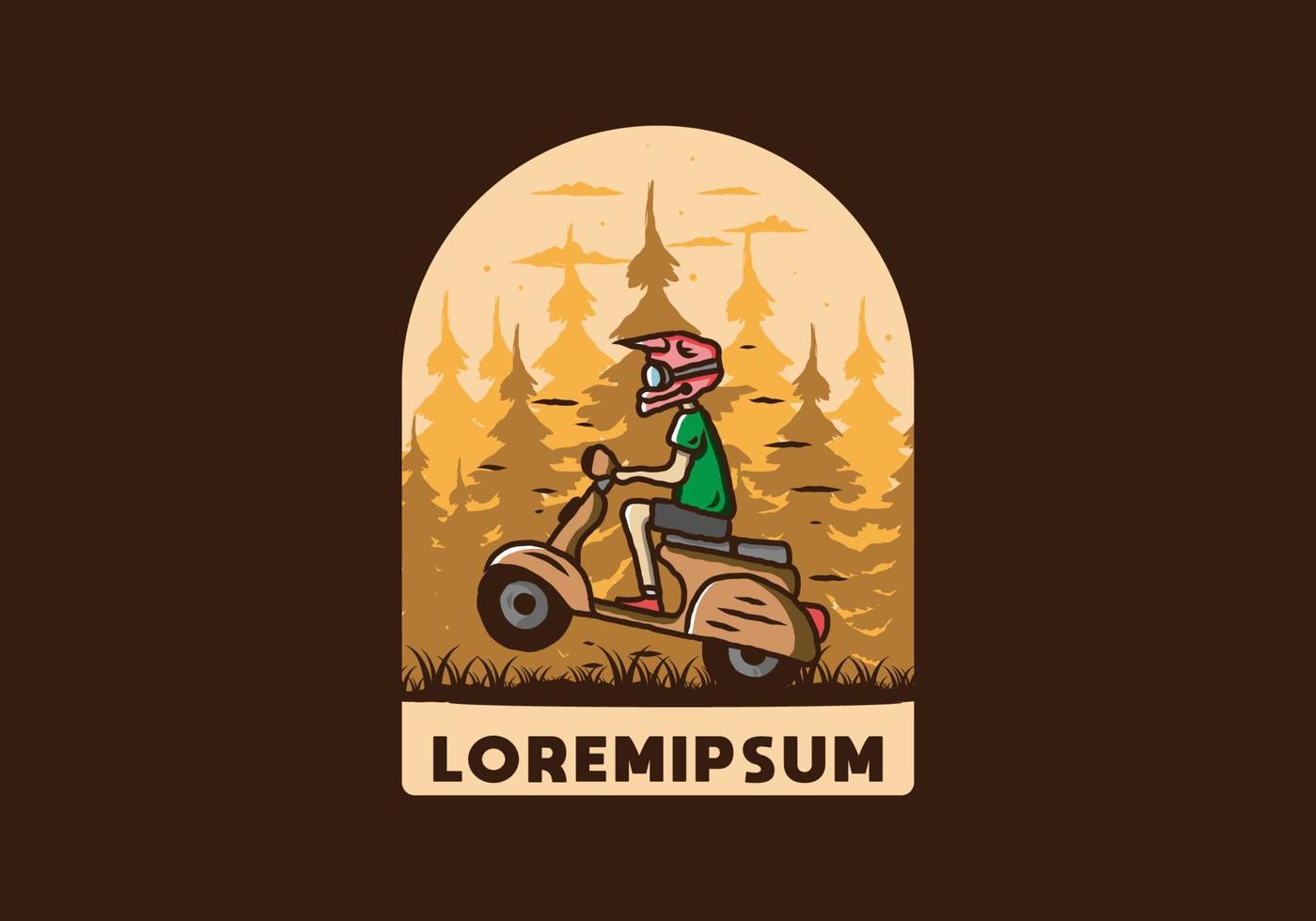 Standing scooter in the forest illustration vector