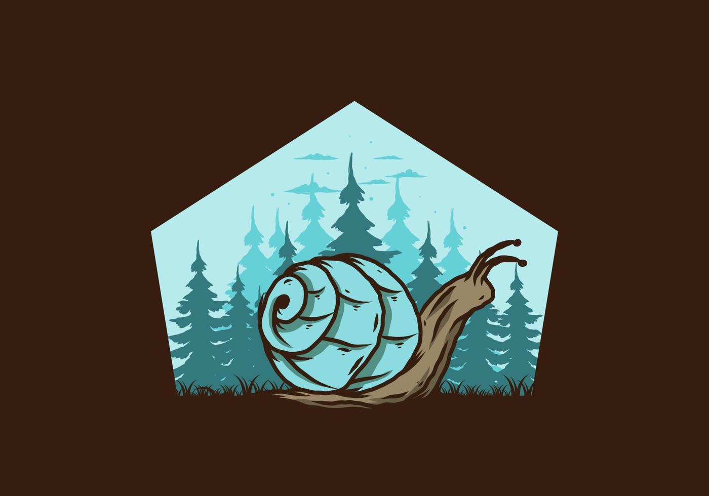 Snail creeping in the forest illustration vector