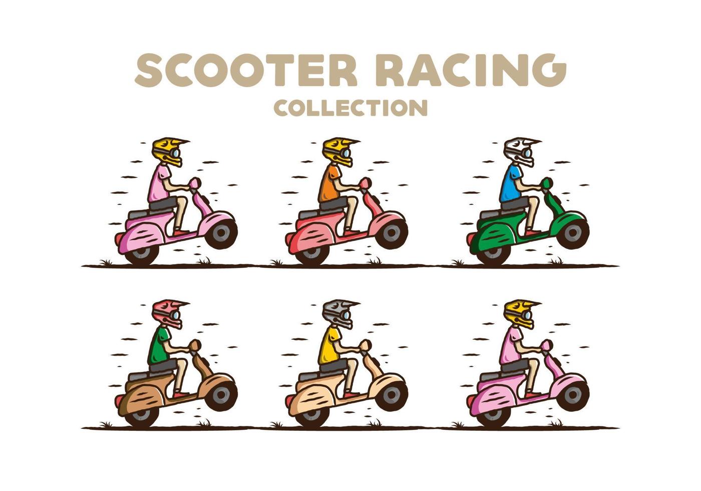 scooter de pie en la ilustración del bosque vector