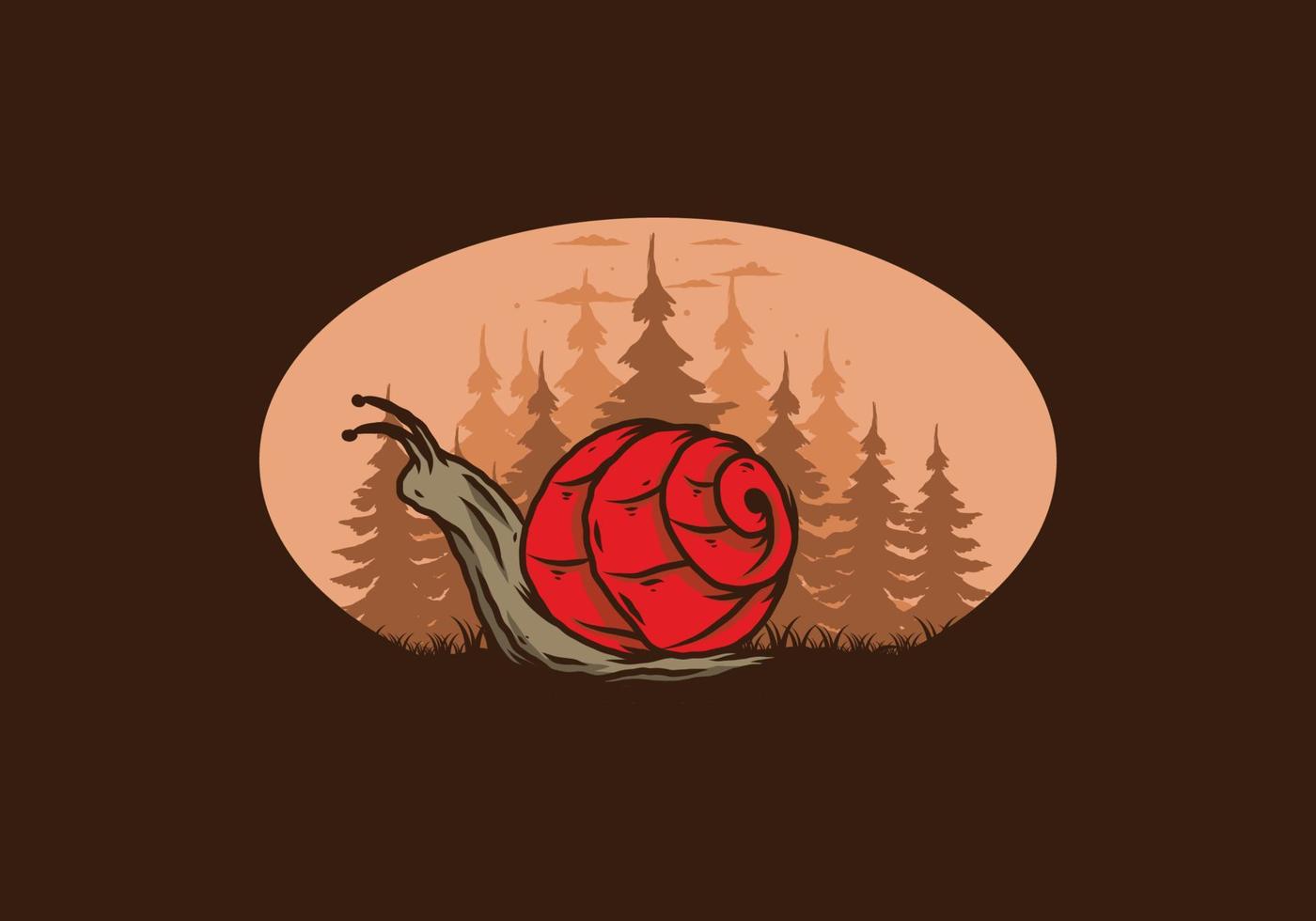 caracol arrastrándose en la ilustración del bosque vector