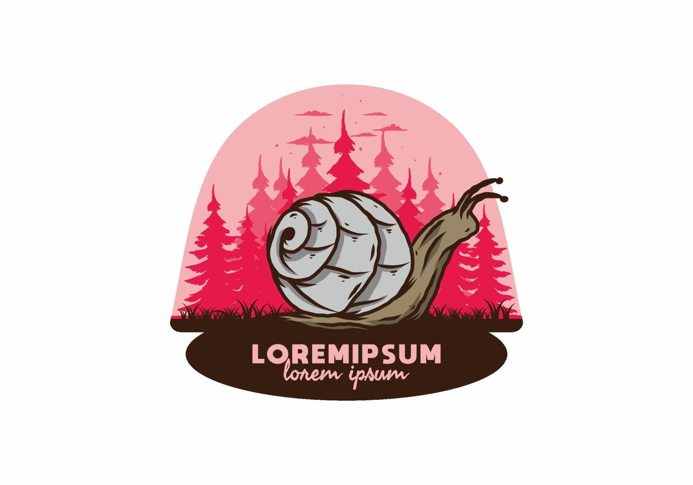 Snail creeping in the forest illustration vector