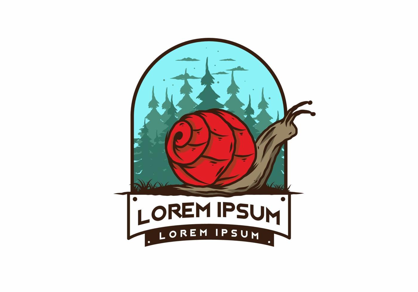 Snail creeping in the forest illustration vector