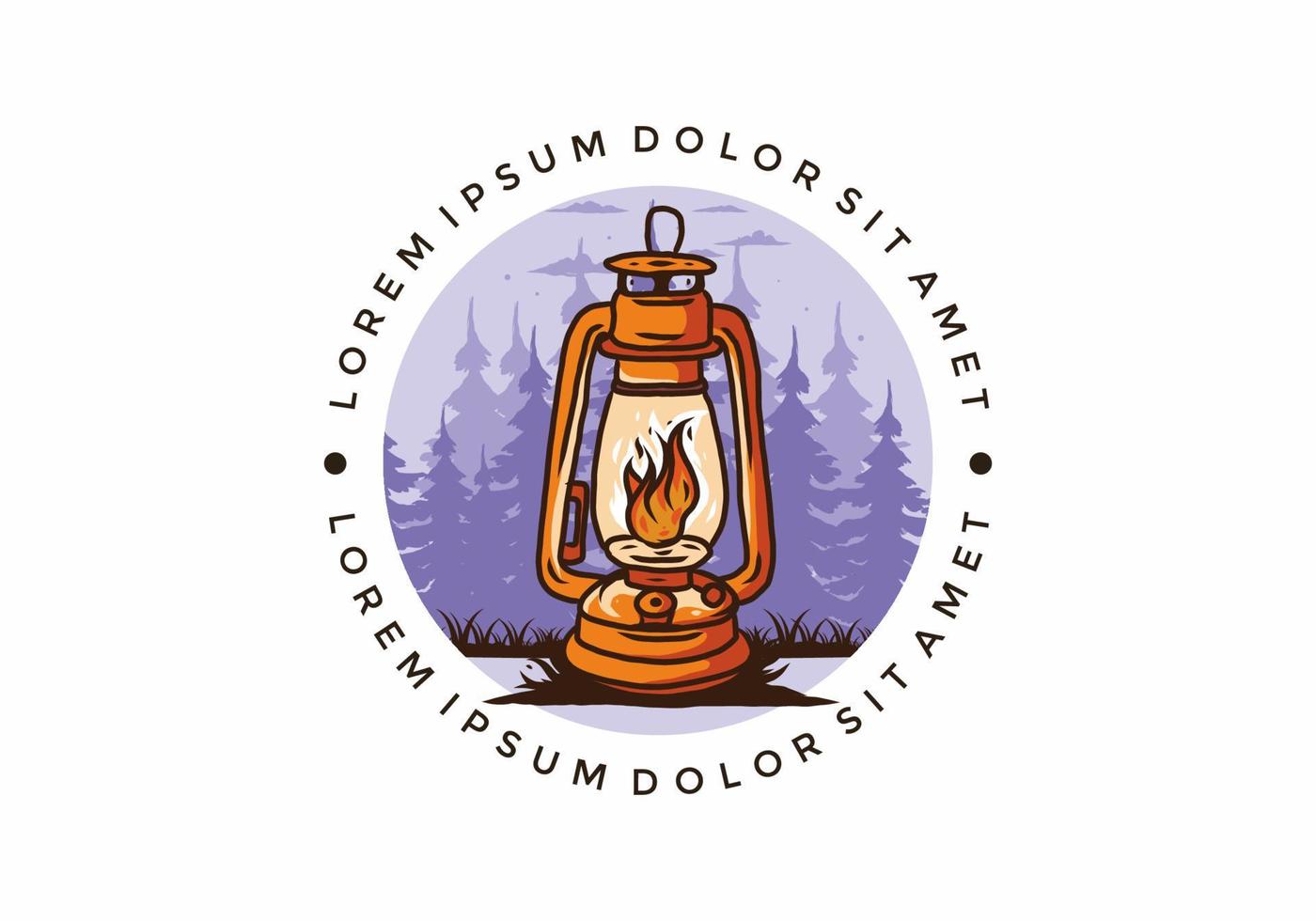 Colorful vintage outdoor lantern with fire flame vector