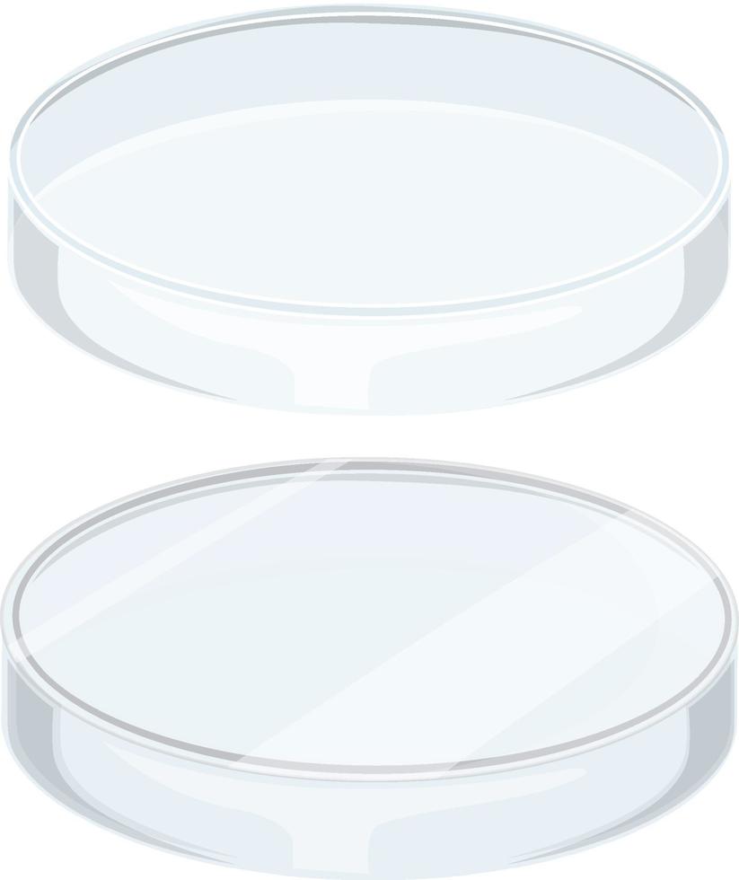 placa de Petri de vidrio sobre fondo blanco. vector