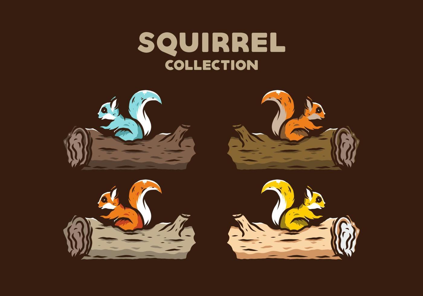 Lonely squirrel hiding in a dead tree trunk illustration vector