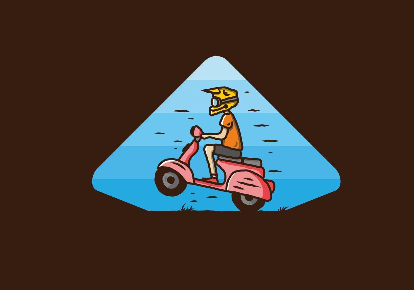 Standing scooter in the forest illustration vector