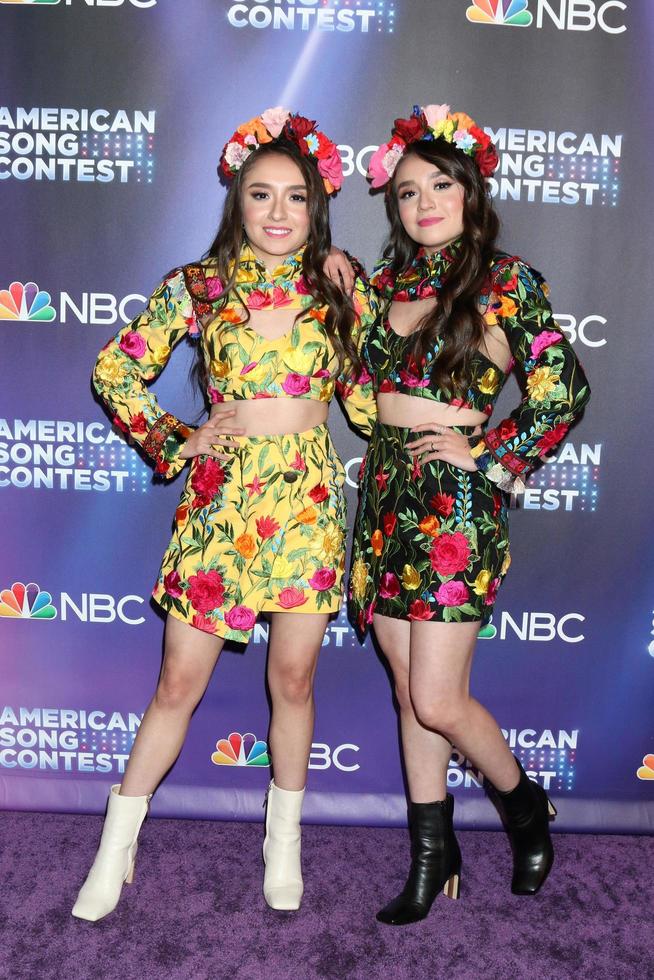 LOS ANGELES   APR 11 - Maria Teresa Eguino, Maria Isabel Eguino, Las Marias at the American Song Contest Week 4 Red Carpet at Universal Studios on April 11, 2022 in Los Angeles, CA photo