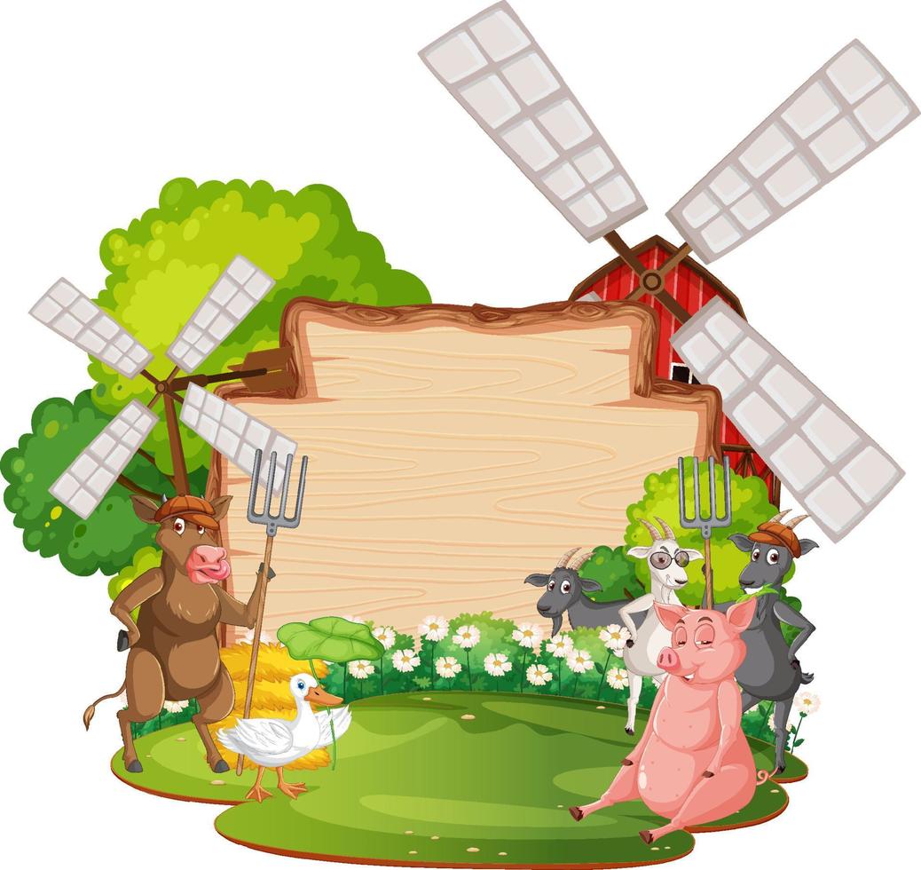 plantilla de banner vacío con animales de granja vector