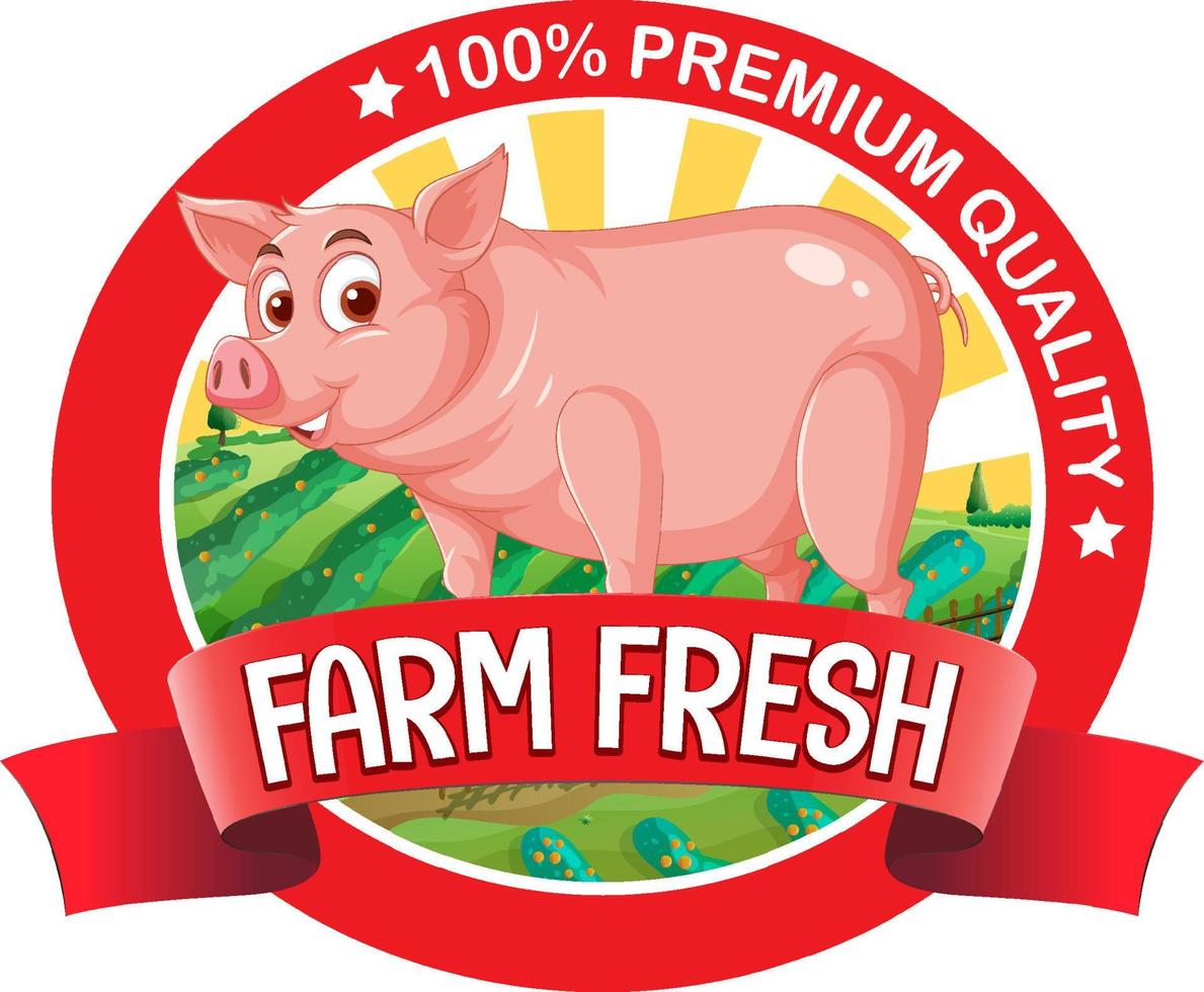 logotipo fresco de granja de cerdos para productos de cerdo vector