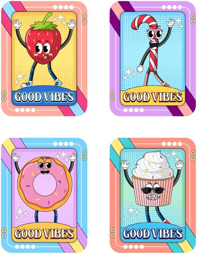 Funny dessert character banners vector