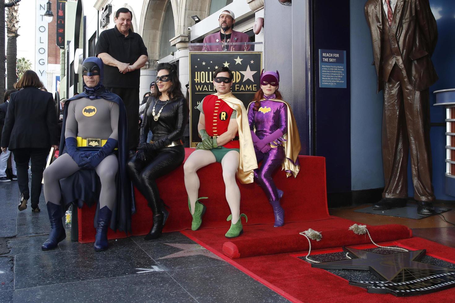 LOS ANGELES  JAN 9 - Burt Ward, Kevin Smith, Batman, Catwoman, Robin, Riddler at the Burt Ward Star Ceremony on the Hollywood Walk of Fame on JANUARY 9, 2020 in Los Angeles, CA photo