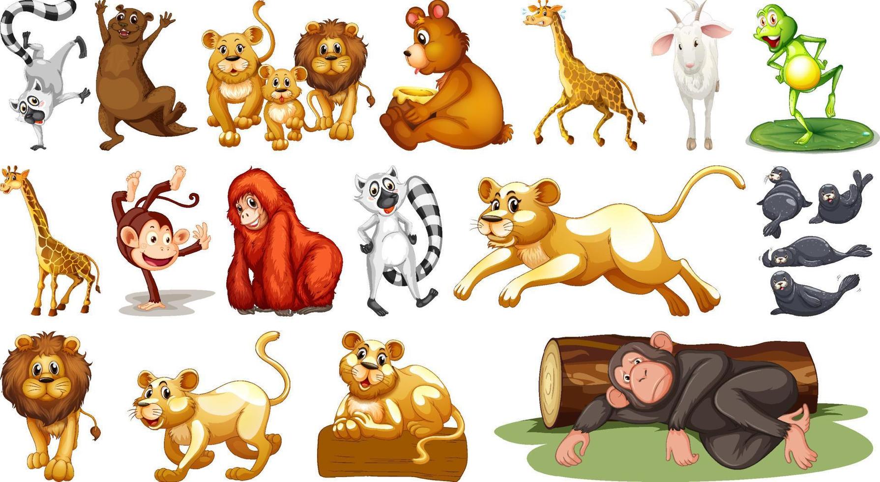 Wild animals on white background vector