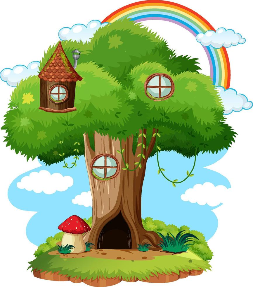 Three house in cartoon style vector