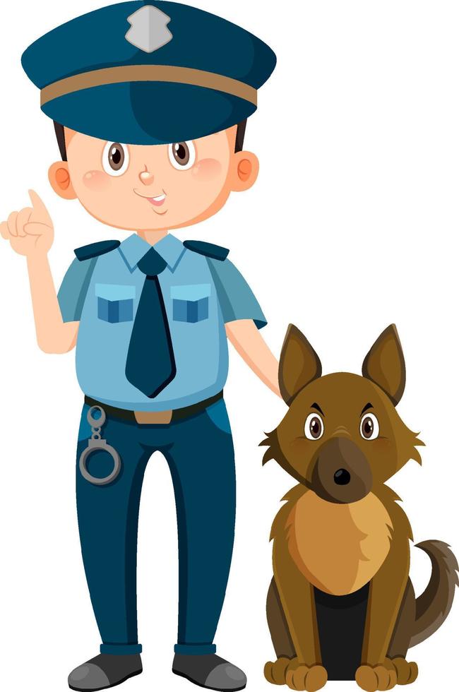 Police officer cartoon character on white background vector