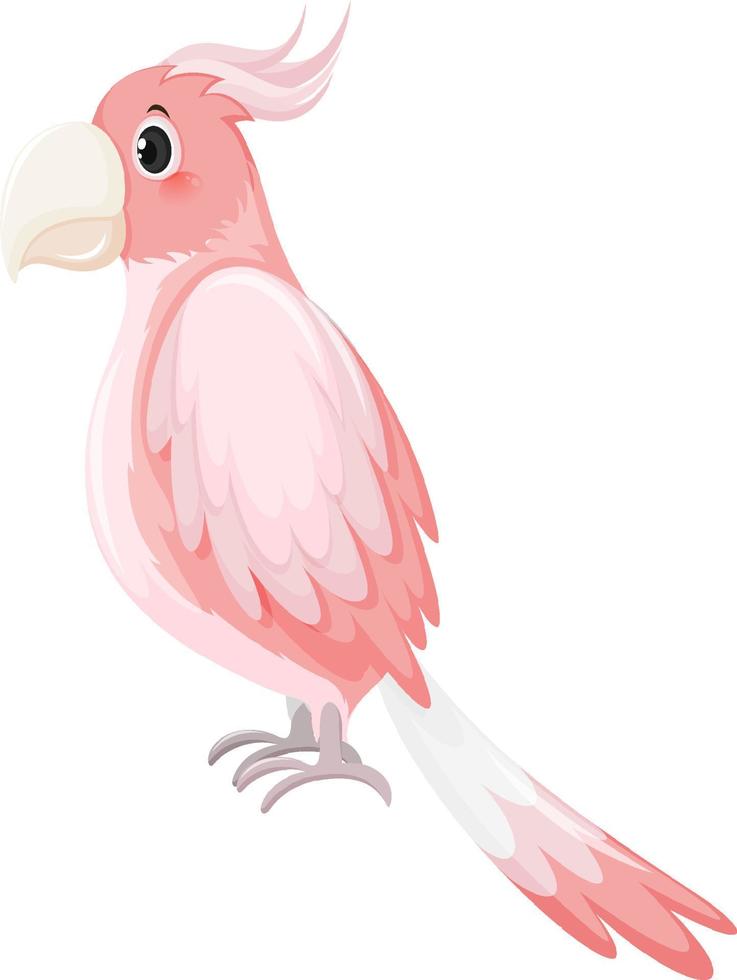 pájaro cacatúa rosa en estilo de dibujos animados vector