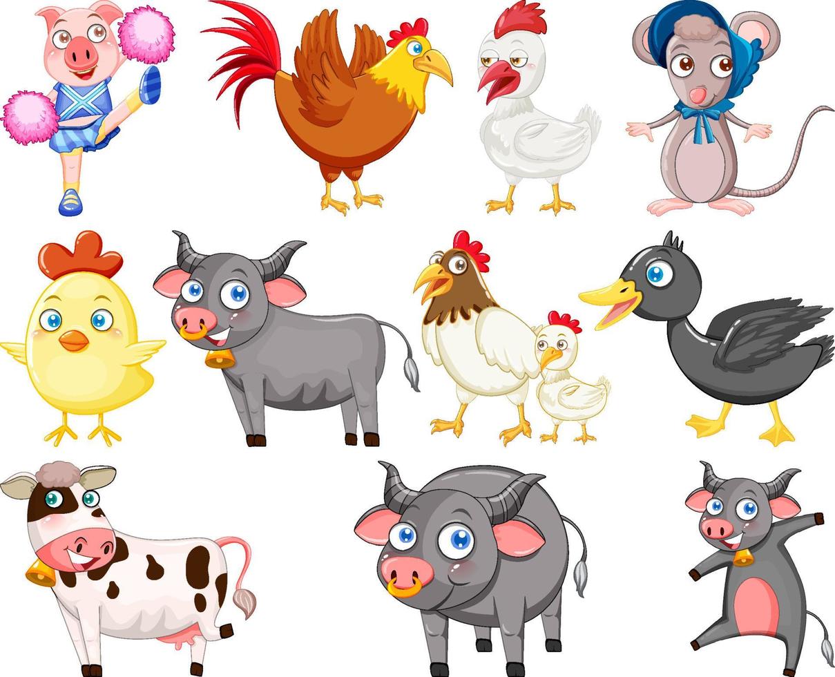 lindos animales con sonrisa feliz vector