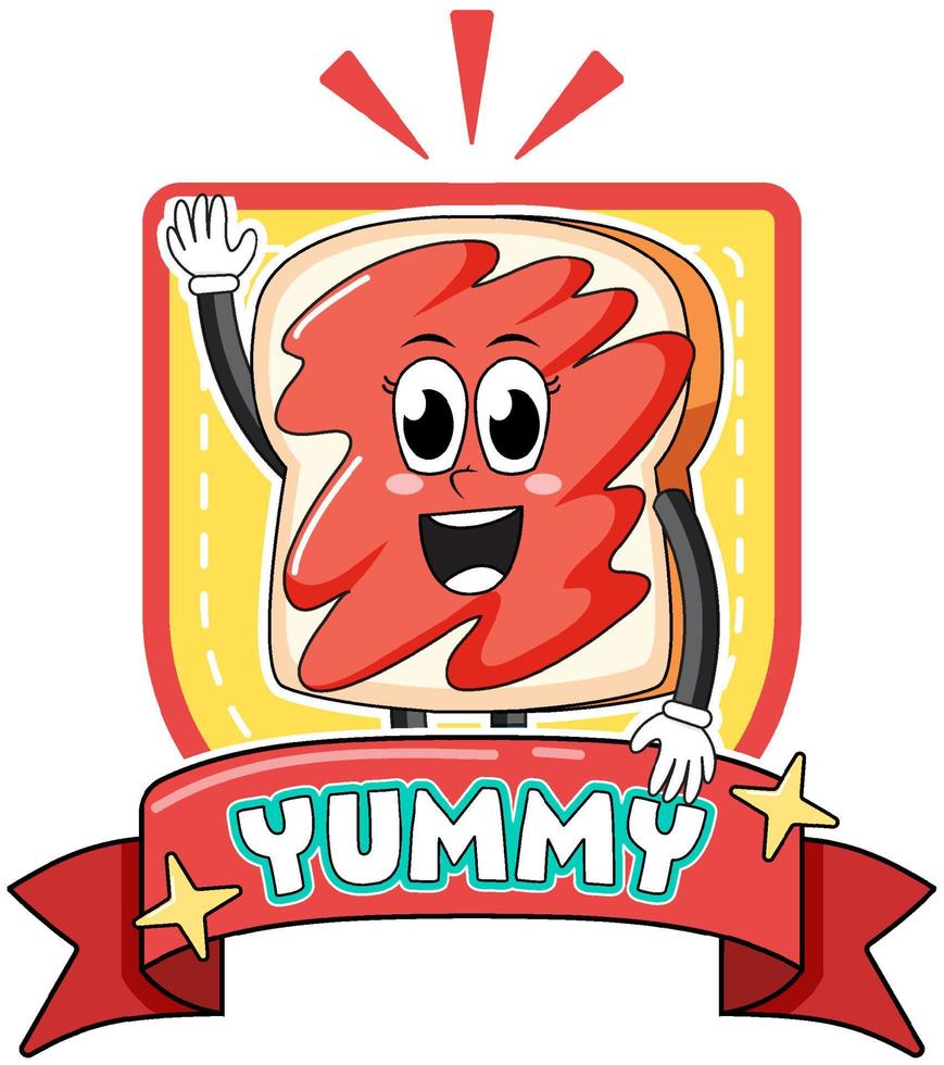 Funny bread cartoon character vector