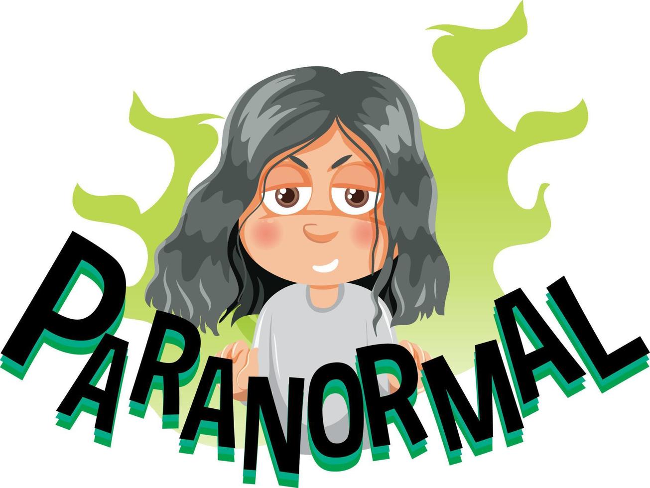 Paranormal girl cartoon character with word expression vector