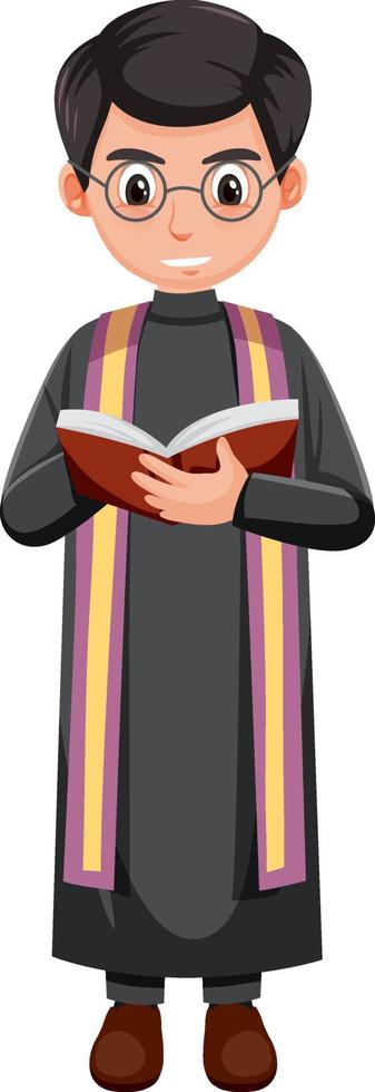 Priest cartoon character isolated vector