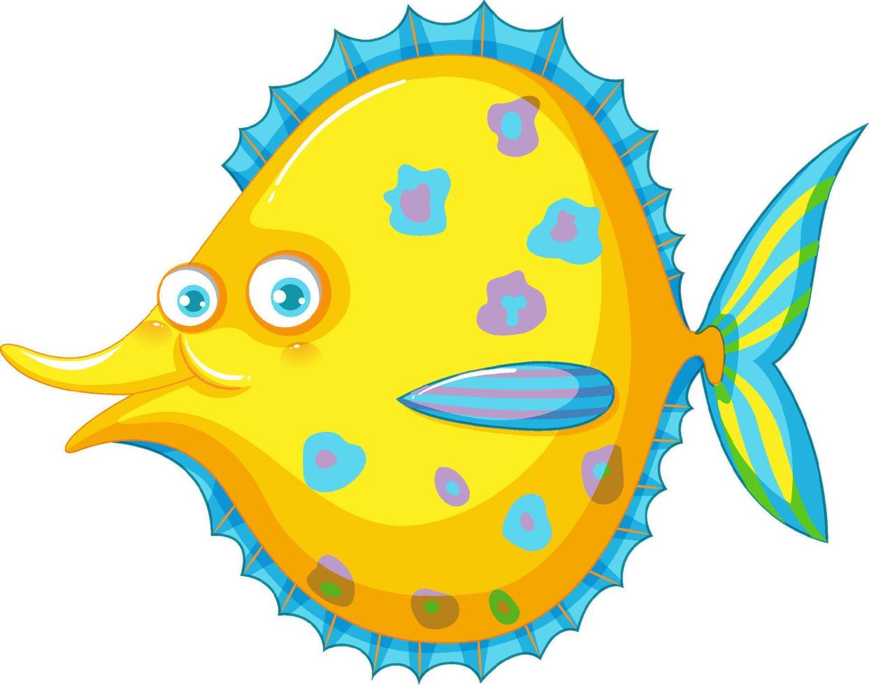 A cute halibut fish on white background vector