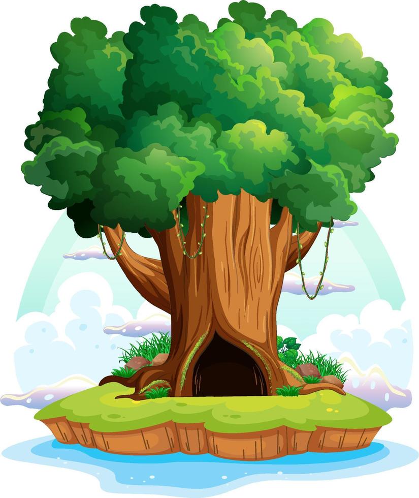 dibujos animados aislados de árbol grande vector
