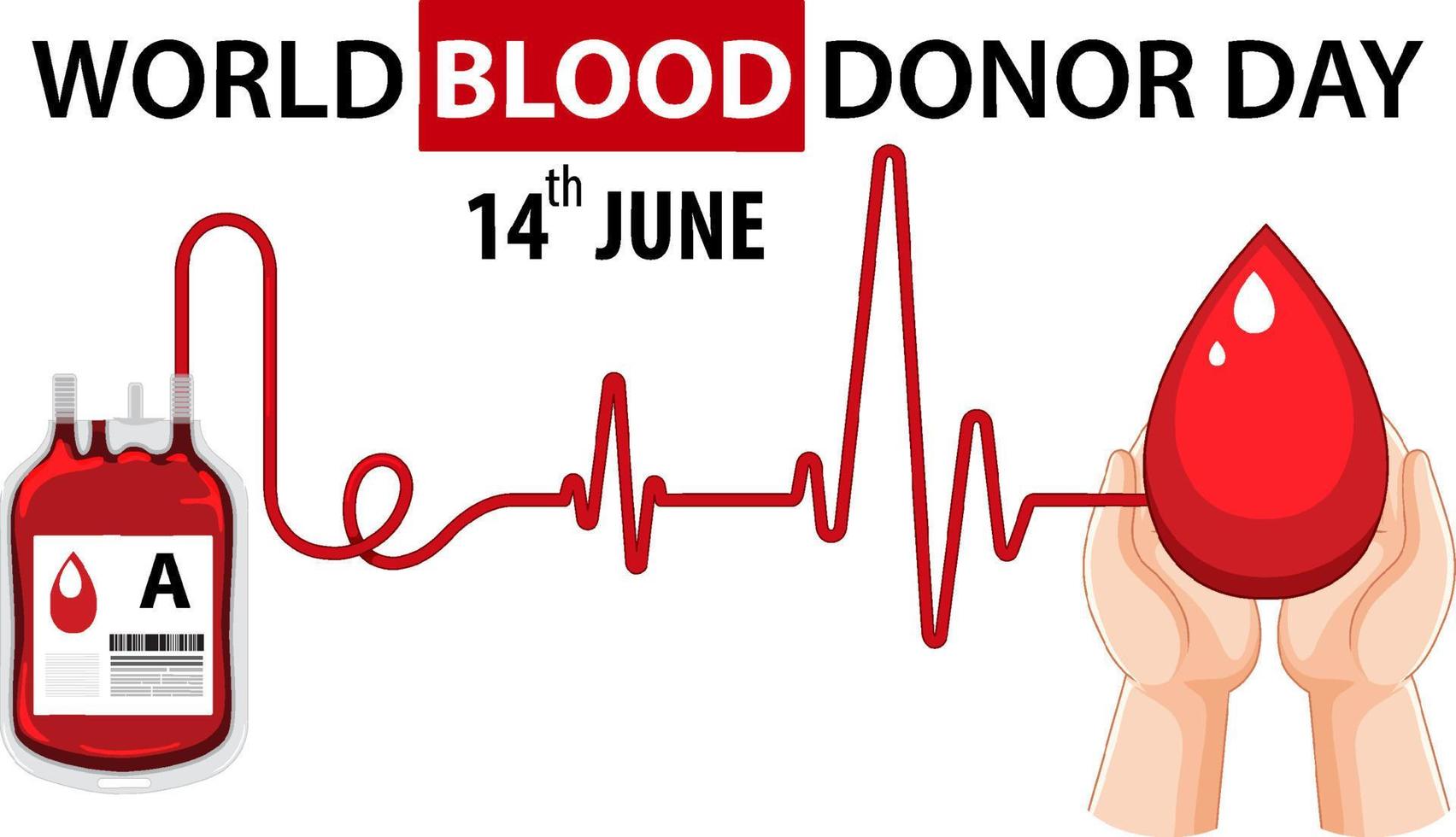 June blood donor day text and icon vector
