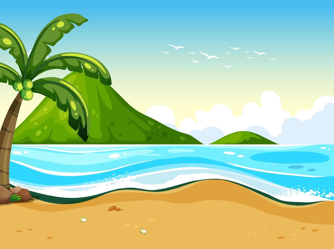 escena de paisaje de playa al aire libre vector