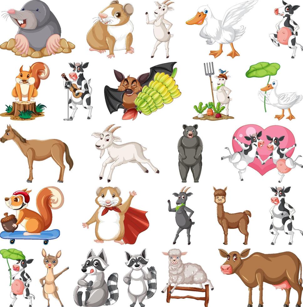 Set of different kids of animals vector