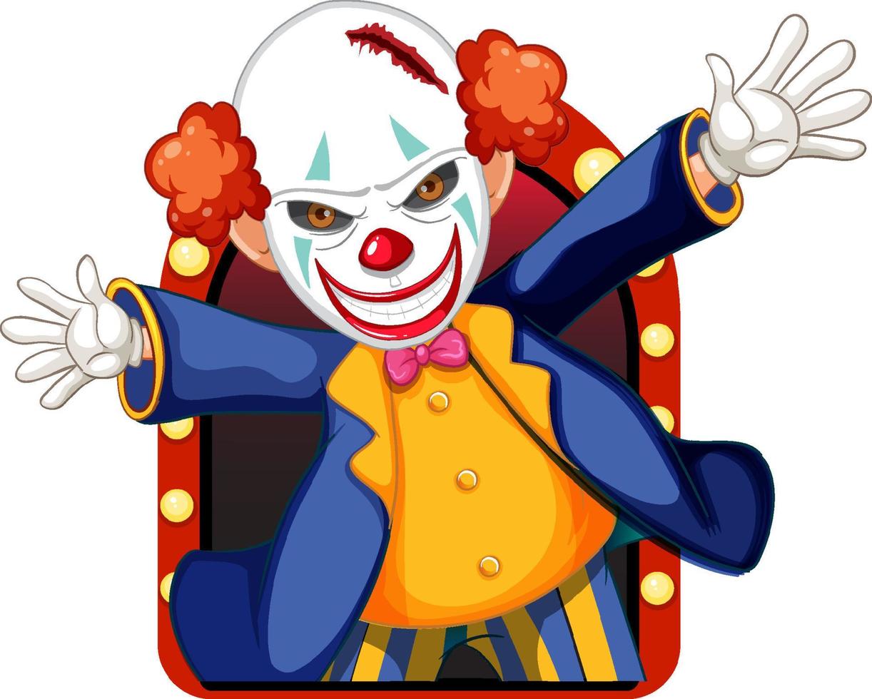 Scary clown smiling cartoon character vector