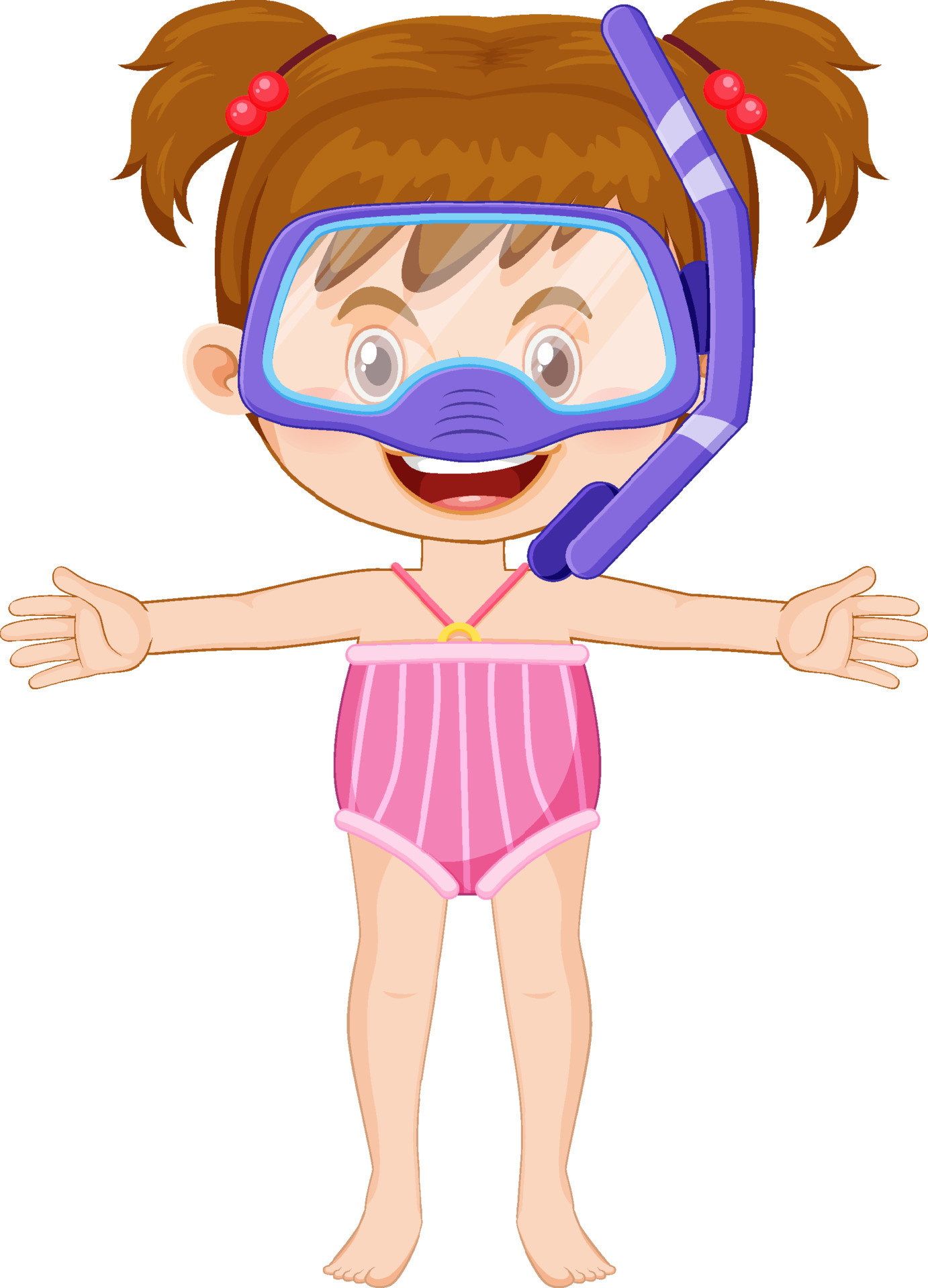 Cute girl cartoon character wearing swimming suit 8190776 Vector Art at  Vecteezy