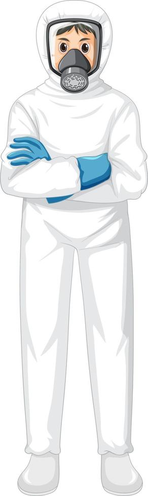 Man in protective hazmat suit vector