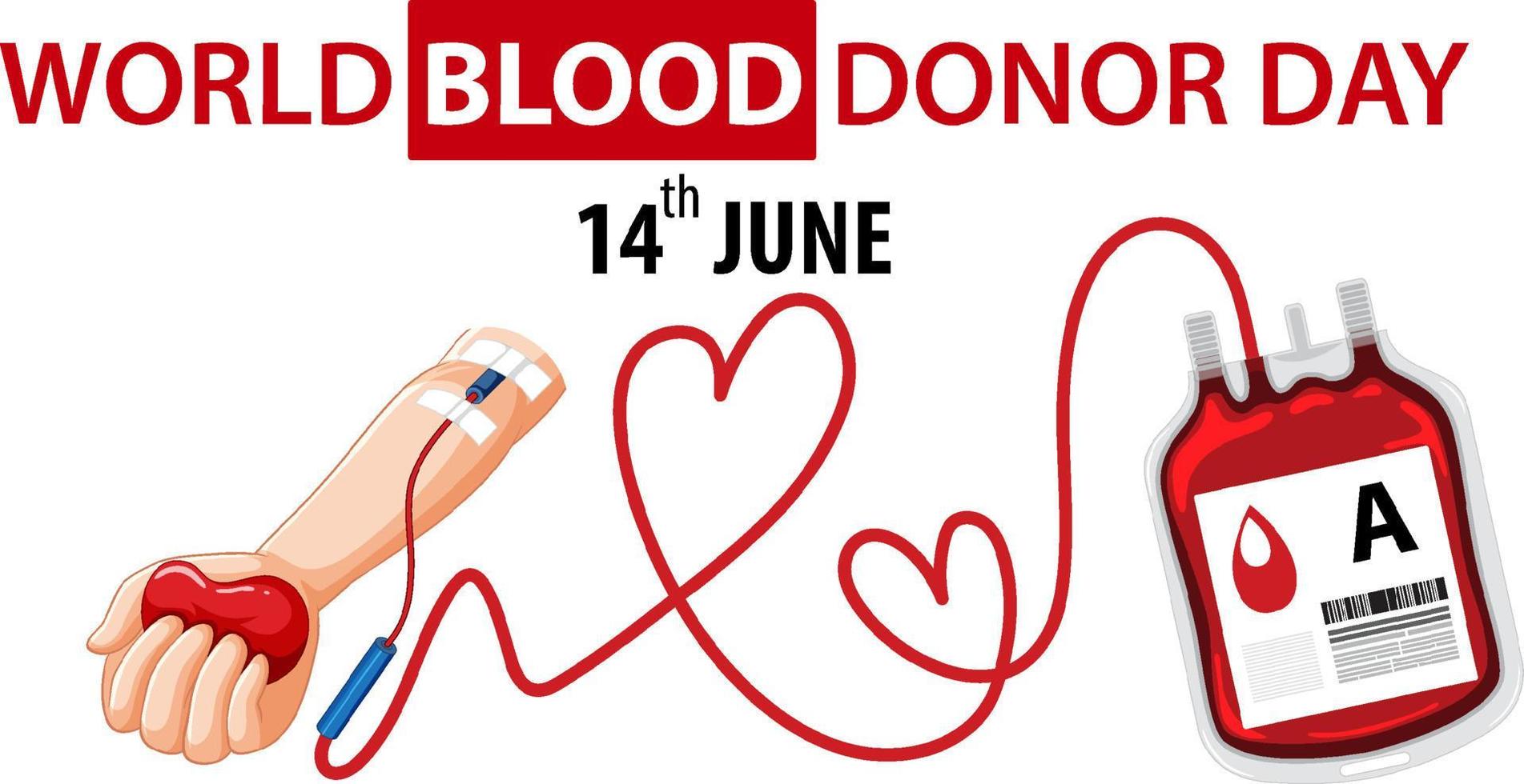 June blood donor day text and icon vector