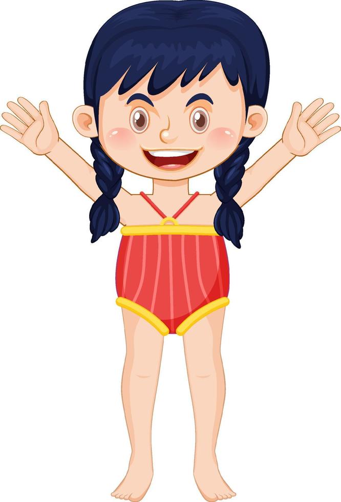 Cute girl cartoon character wearing swimming suit vector