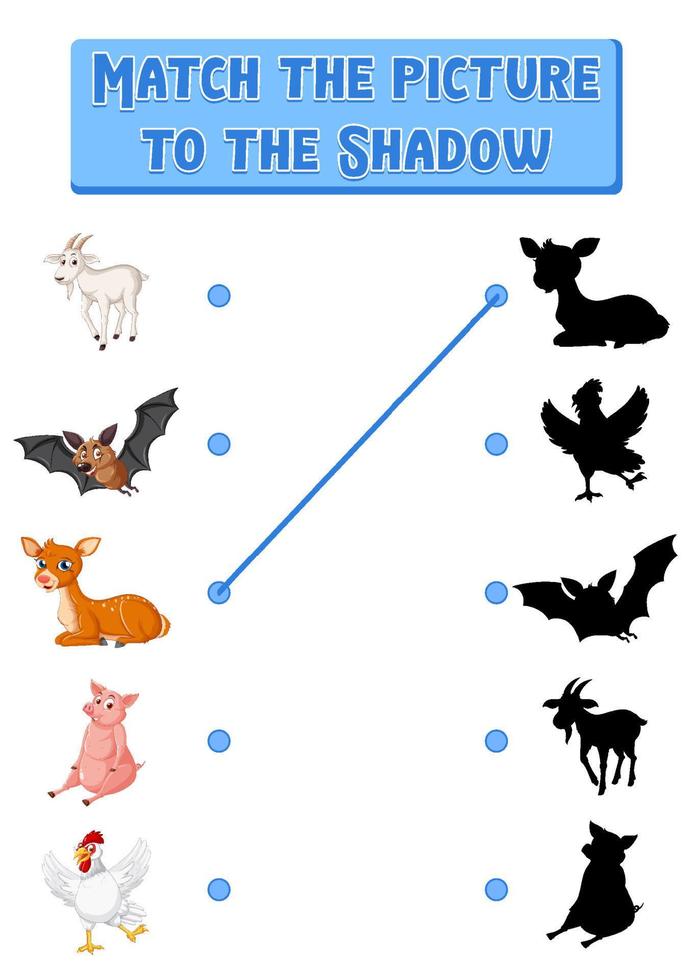 Shadow matching game template vector